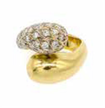 ANELLO in oro bianco e giallo “moi e toi”, con brillanti, gr. 12,9