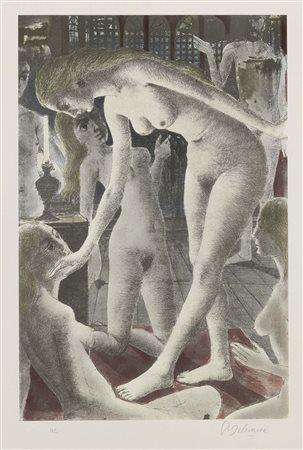 Paul Delvaux, Antheit 1897 - 1994, Salomé, Serigrafia, es HC, cm 60,5x40,5...
