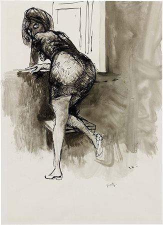 Renato Guttuso, Bagheria (Pa) 1912 - Roma 1987, Donna alla finestra,...