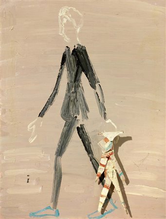 Roberto Barni, Pistoia 1939, Due metà, 2002, Olio e tecnica mista su tela, cm...