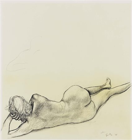 Renato Guttuso, Bagheria (Pa) 1912 - Roma 1987, Nudo di schiena, 1978, Matita...