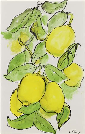 Renato Guttuso, Bagheria (Pa) 1912 - Roma 1987, I limoni, 1980, Tecnica mista...
