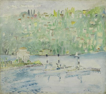 Angelo Del Bon, Milano 1898 - Desio (MB) 1952, Lago di Como (Imbarcadero a...
