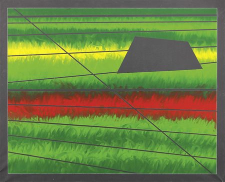 Franco Angeli, Roma 1935 - 1988, Paesaggio, 1985-88, Tecnica mista su tela,...