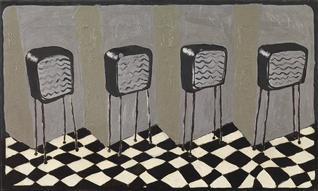 Pierluigi Pusole, Torino 1963, Televisori, 1989, Olio e acrilico su tela, cm...