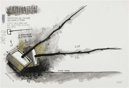 Fabrizio Plessi, Reggio Emilia 1940, Germination Progetto per due sculture...