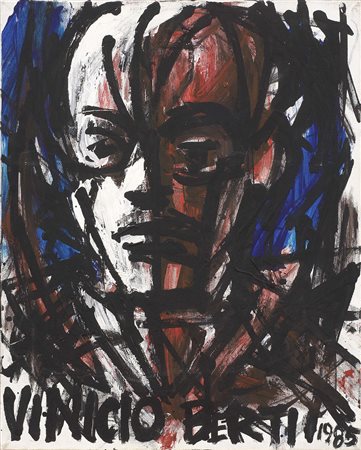 Vinicio Berti, Firenze 1921 - 1991, Autoritratto (Formula 1), 1985, Tempera...