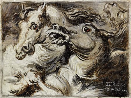 Giorgio de Chirico, Volos 1888 - Roma 1978, Cavalli - da Rubens, fine anni...