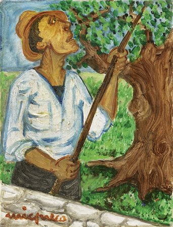 Giuseppe Migneco, Messina 1908 - Milano 1997, La raccolta delle olive, anni...