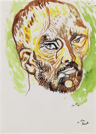 Renato Guttuso, Bagheria (Pa) 1912 - Roma 1987, Van Gogh, Tecnica mista su...