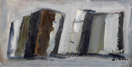 Mario Sironi, Sassari 1885 - Milano 1961, Composizione, Olio su faesite, cm...