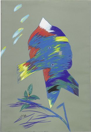 Gianni Dova, Roma 1925 - Pisa 1991, Senza titolo, Pastelli su carta, cm...