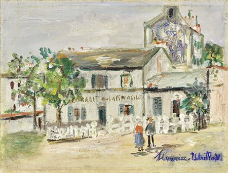Maurice Utrillo, Parigi 1883 - Dax 1955, Le Lapin Agile, Olio su tela, cm....