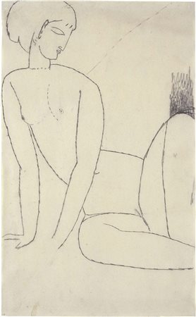 Amedeo Modigliani, Livorno 1884 - Parigi 1920, Nu accroupi (Nudo seduto con...