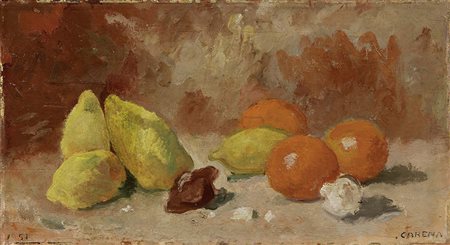 Felice Carena, Cumiana (To) 1879 - Venezia 1966, Natura morta con arance e...