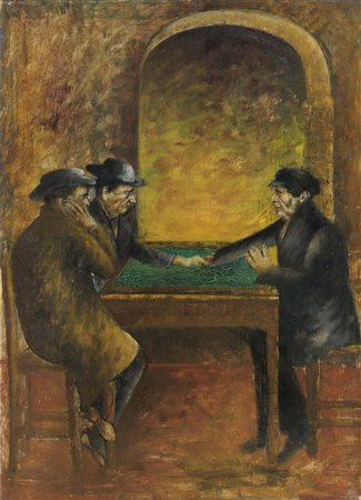 Ottone Rosai, Firenze 1895 - Ivrea (To) 1957, Partita a carte, 1936, Olio su...