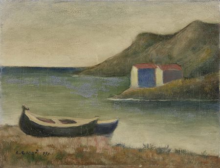 Carlo Carrà, Quargnento (Al) 1881 - Milano 1966, Il Golfo, 1951, Olio su...