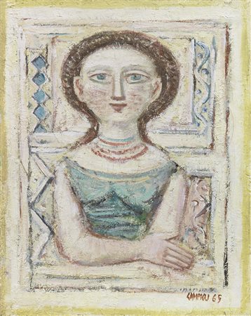 Massimo Campigli, Berlino 1895 - St.Tropez 1971, Figura, 1965, Olio su tela,...