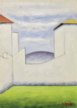 Ottone Rosai, Firenze 1895 - Ivrea (To) 1957, Case nuove, (1956), Olio su...