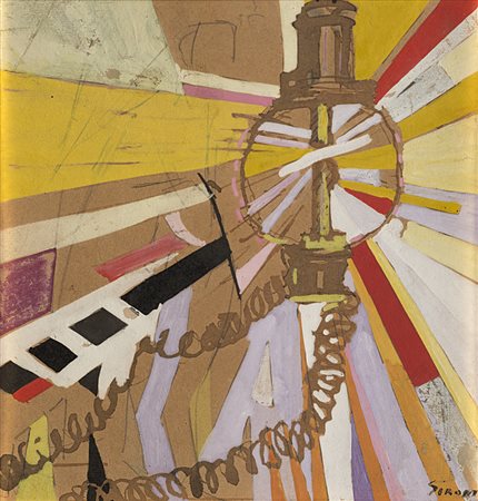 Mario Sironi (Sassari 1885 - Milano 1961)"Composizione" 1915 circatempera e...