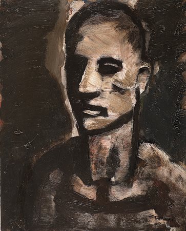 Mario Sironi (Sassari 1885 - Milano 1961)"Ritratto" 1930 circaolio su...