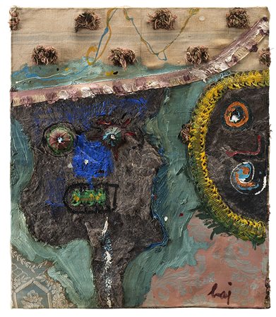 Enrico Baj (Milano 1924 - Vergiate 2003)"Due figure" 1961collage,...