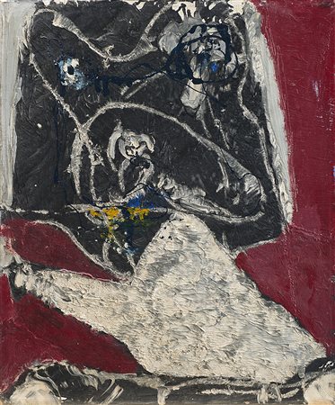 Asger Jorn (Vejrum 1914 - 1973)"Senza titolo" 1956olio su telacm 60x50Firmato...