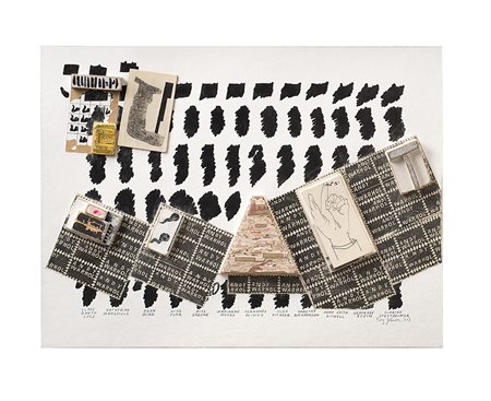 Ray Johnson (Detroit 1927 - 1995)"Blood" 1972collage di carta e legno cm...