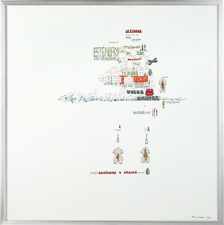 Gianfranco Baruchello (Livorno 1924)"Uccidono a freddo" 1976smalto su...