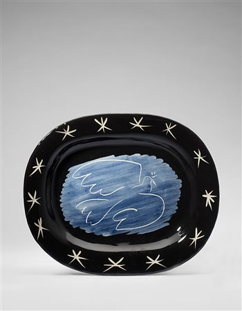 Pablo Picasso (Malaga 1881 - Mougins 1973)"Colombe brillante" 1953piatto in...