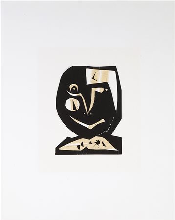 Pablo Picasso (Malaga 1881 - Mougins 1973)"Tête" 1958découpage di carta...