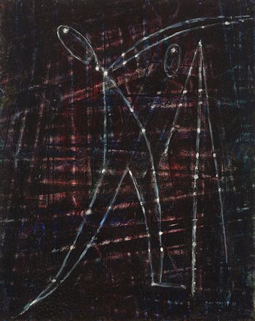 Max Ernst (Bruhl 1891 - Parigi 1976)"Dancers under the starry sky" 1951olio...