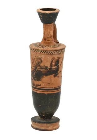 LEKYTHOS ATTICA A FIGURE NERE DATAZIONE: fine V sec. a. C. MATERIA E TECNICA:...