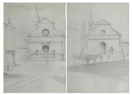 Anonimo, fine XIX sec. Piazza Santa Maria Novella Matita su carta, cm. 29x19...