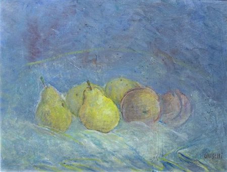 Italo Griselli (Montescudaio, 1880 - Firenze, 1958) Frutta sul panno, 1956...