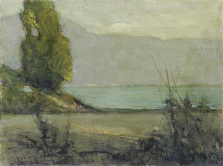 Raul Viviani (Firenze, 1883 - Rapallo, 1965) Paesaggio lacustre Olio su tela,...