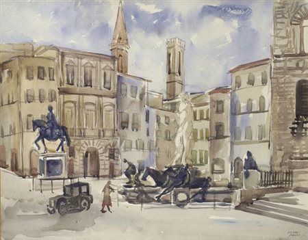 Silvio Pucci (Pistoia, 1892 - Firenze, 1961) Firenze Acquarello, cm. 37x47...