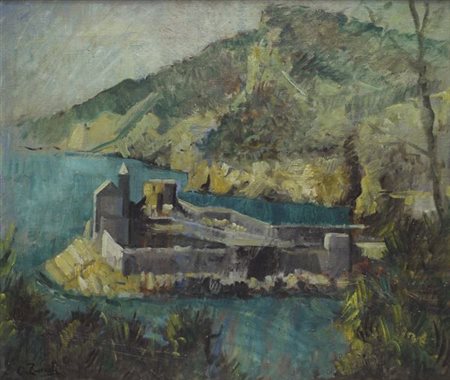 Oreste Zuccoli (Firenze, 1889 - 1980) Paesaggio Olio su tela, cm. 60x70