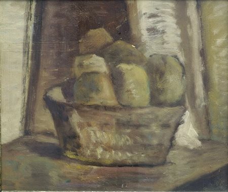 Mario Marcucci (Viareggio, 1910 - 1992) Cestino con patate, (1940) Olio su...