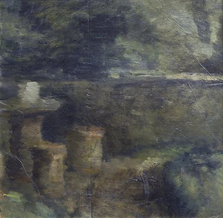 Mario Marcucci (Viareggio, 1910 - 1992) Paesaggio, 1944 Olio su cartone, cm....