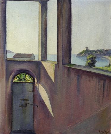 Baccio Maria Bacci (Firenze, 1888 - 1974) Paesaggio a Procchio, 1947 Olio su...