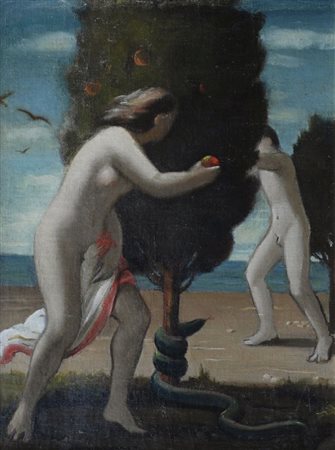 RAM (Ruggero Alfredo Michahelles) (Firenze, 1898 - 1976) Adamo ed Eva Olio su...
