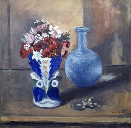 Alberto Caligiani (Grosseto, 1894 - Firenze, 1973) Vaso blu e bianco con...
