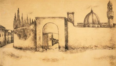 Ottone Rosai (Firenze, 1895 - Ivrea, 1957) Panorama di Firenze (Porta...