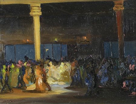 Anton Federico Leonardi (Genova, 1901 - 1977) Il tango Olio su cartone, cm....
