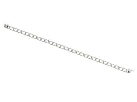 BRACCIALE IN ORO BIANCO 14 K E DIAMANTI realizzato ad una fila di maglie...