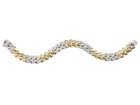 BRACCIALE IN ORO GIALLO, ORO BIANCO E DIAMANTI realizzato come una catena a...