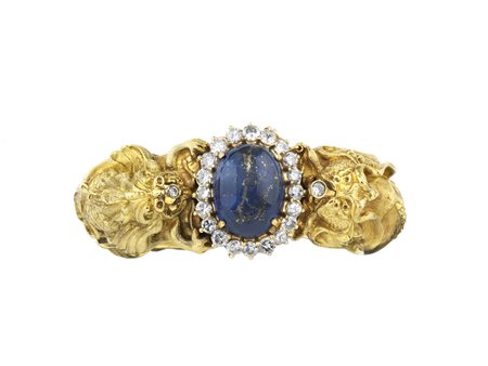 BRACCIALE, DAVID WEBB, IN ORO GIALLO, DIAMANTI E LAPISLAZZULI a cerchio...