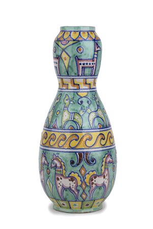 PINTO - VIETRI Vaso con cavallini e motivi geometrici stilizzati Ceramica...