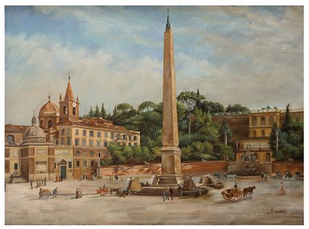 ANTONIETTA BRANDEIS Piazza del popolo Olio su tela, 57,7 x 81 cm Firma in...